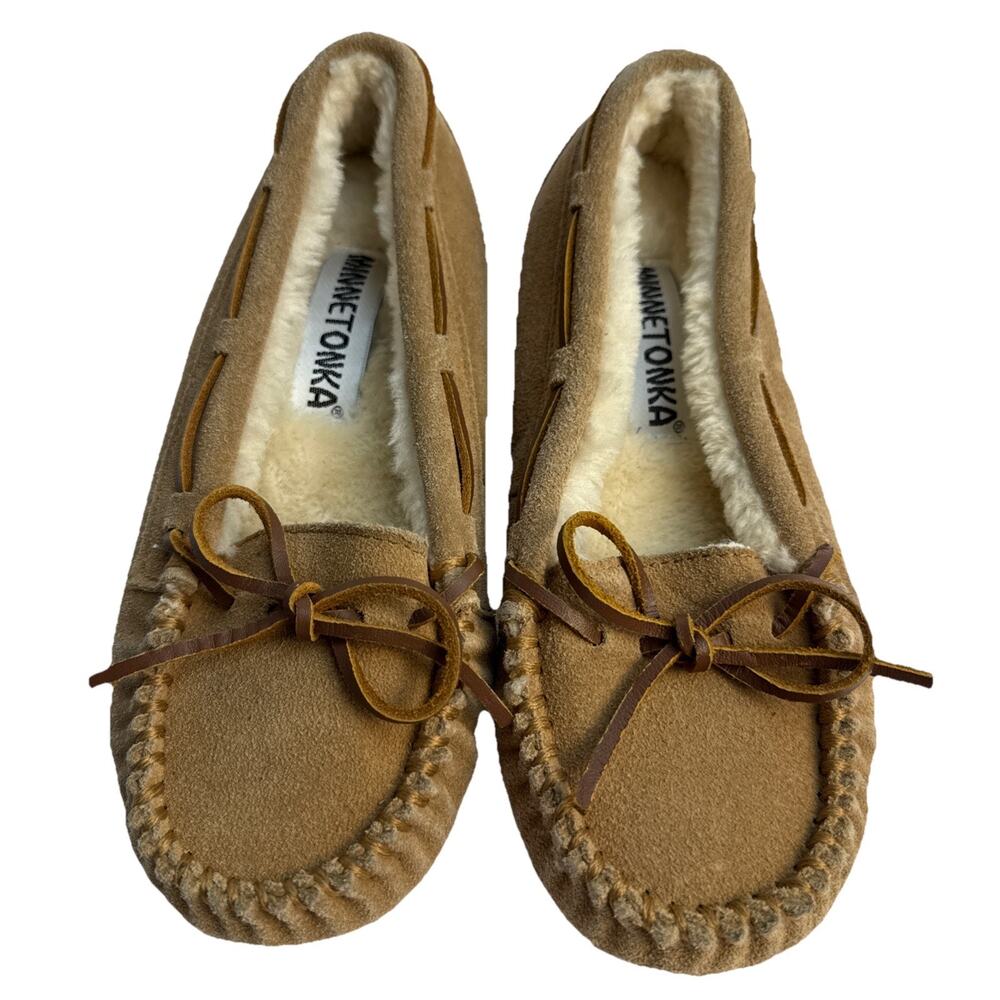 Minnetonka Tan Trapper Moccasin Slippers Women's SZ 5 NWOB
